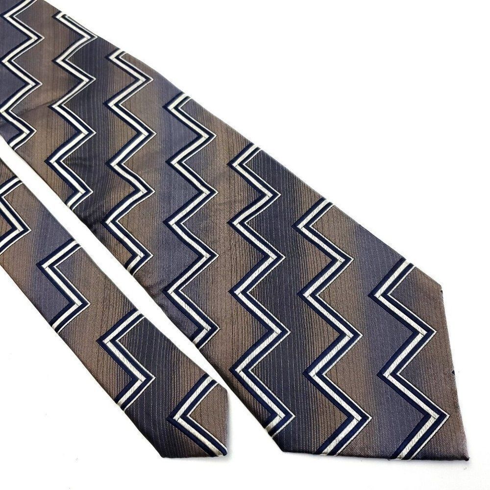 Joseph & Feiss Brown Gray Woven Wide Abstract‎ Silk Tie
